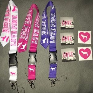 3 PINK lanyards with 5 stickers